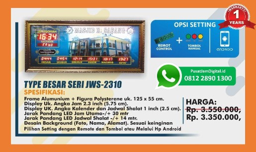 Pembuatan Jam Digital Sholat Murah Ukuran Besar Sekali untuk Masjid Kabupaten di Klungkung