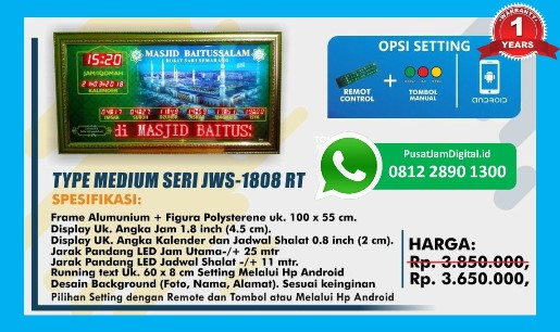 Dimana Tempat Jual Jam Digital Masjid Jakarta Ukuran Besar untuk Masjid Kabupaten di Tambakwedi