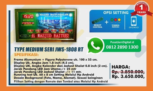 Pabrik Jadwal Sholat Seluruh Indonesia Digital Ukuran Jumbo untuk Masjid Besar di Kobakma
